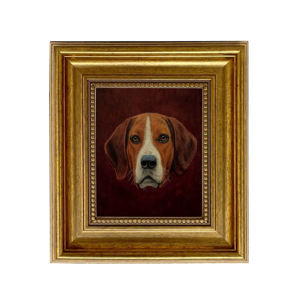 Fox Hound Hunting Dog Framed Oil Painting Print on Canvas