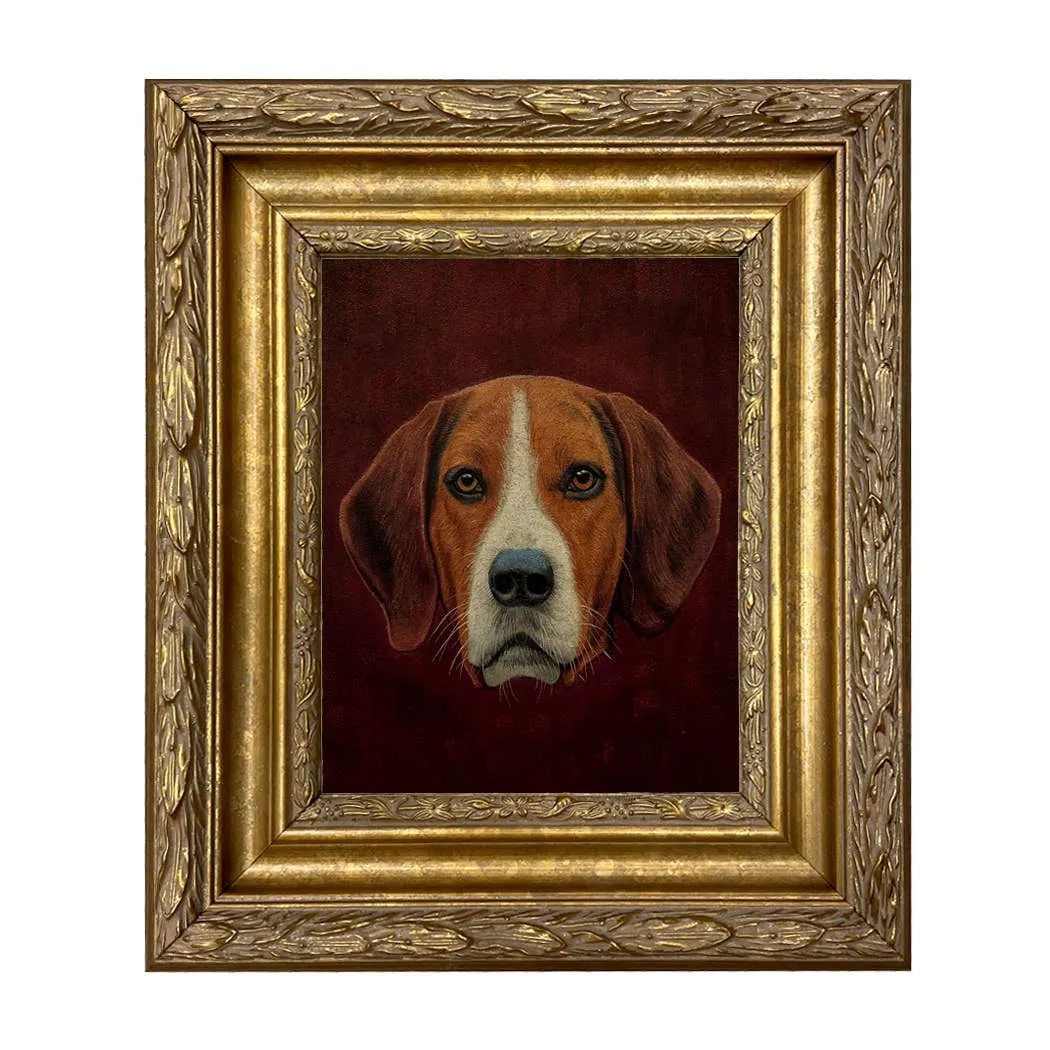 Fox Hound Hunting Dog Framed Oil Painting Print on Canvas