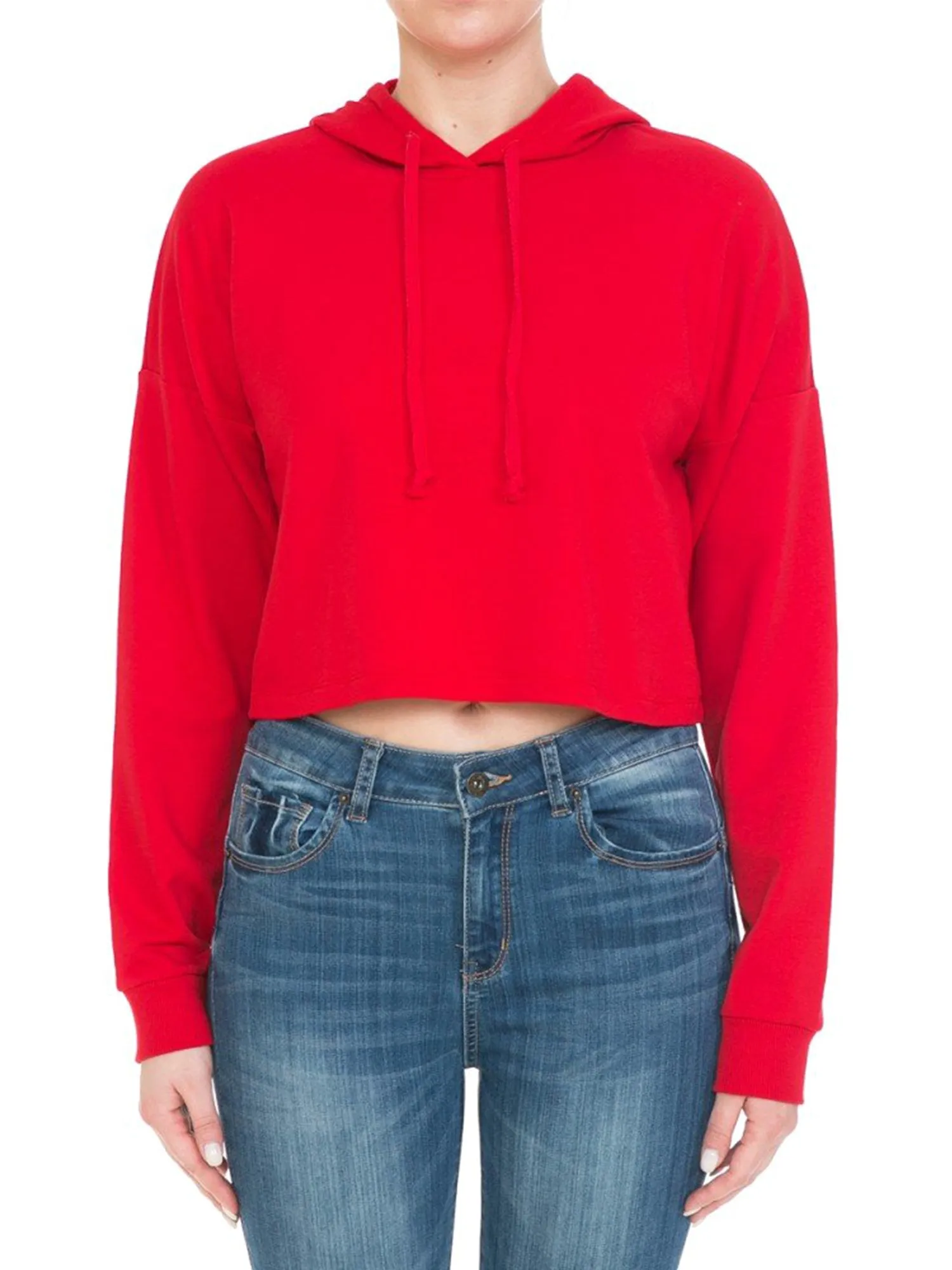 French Terry Hooded Crop Sweatshirt