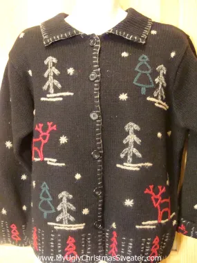 Funny Ugly Christmas Sweater with Trees and Reindeer