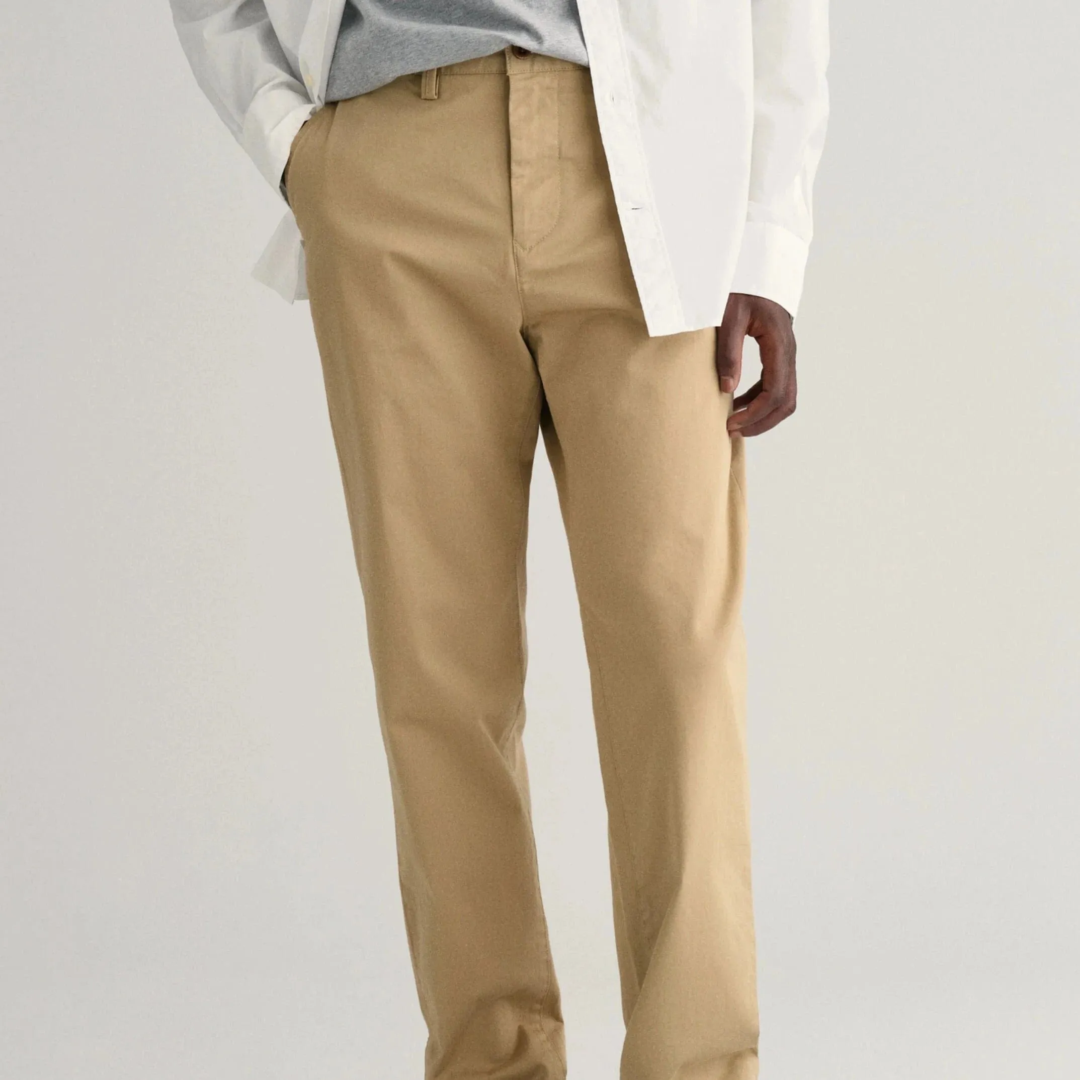 GANT Regular Fit Twill Chinos in Dark Khaki