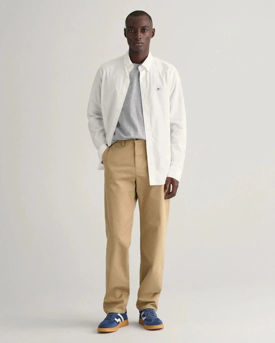 GANT Regular Fit Twill Chinos in Dark Khaki