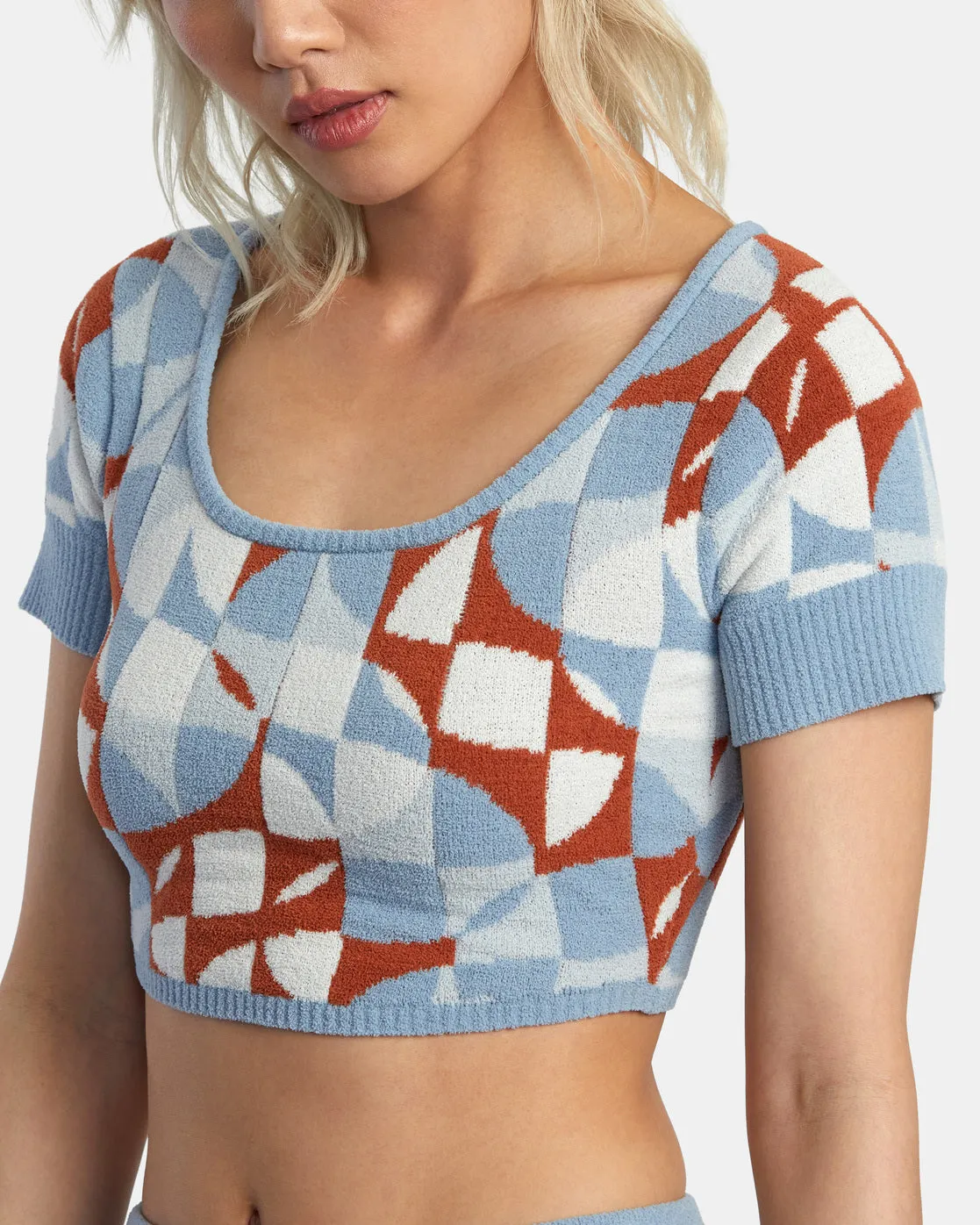 Geode Knitted Crop Top - Sandlewood