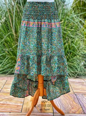 GREEN PORTOBELLO ROAD ASYMMETRICAL BOHEMIAN SKIRT