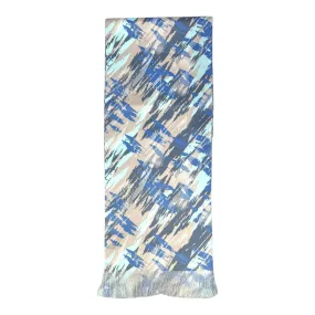 Grey And Blue Abstract  Printed Scarf With Pocket Square