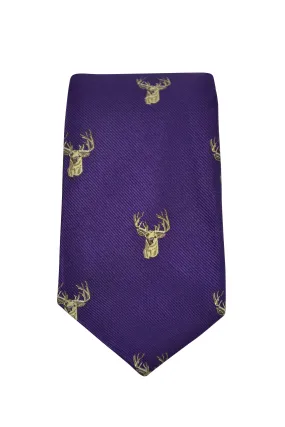 GT11 - 100% Silk Woven Tie - Stag - PURPLE