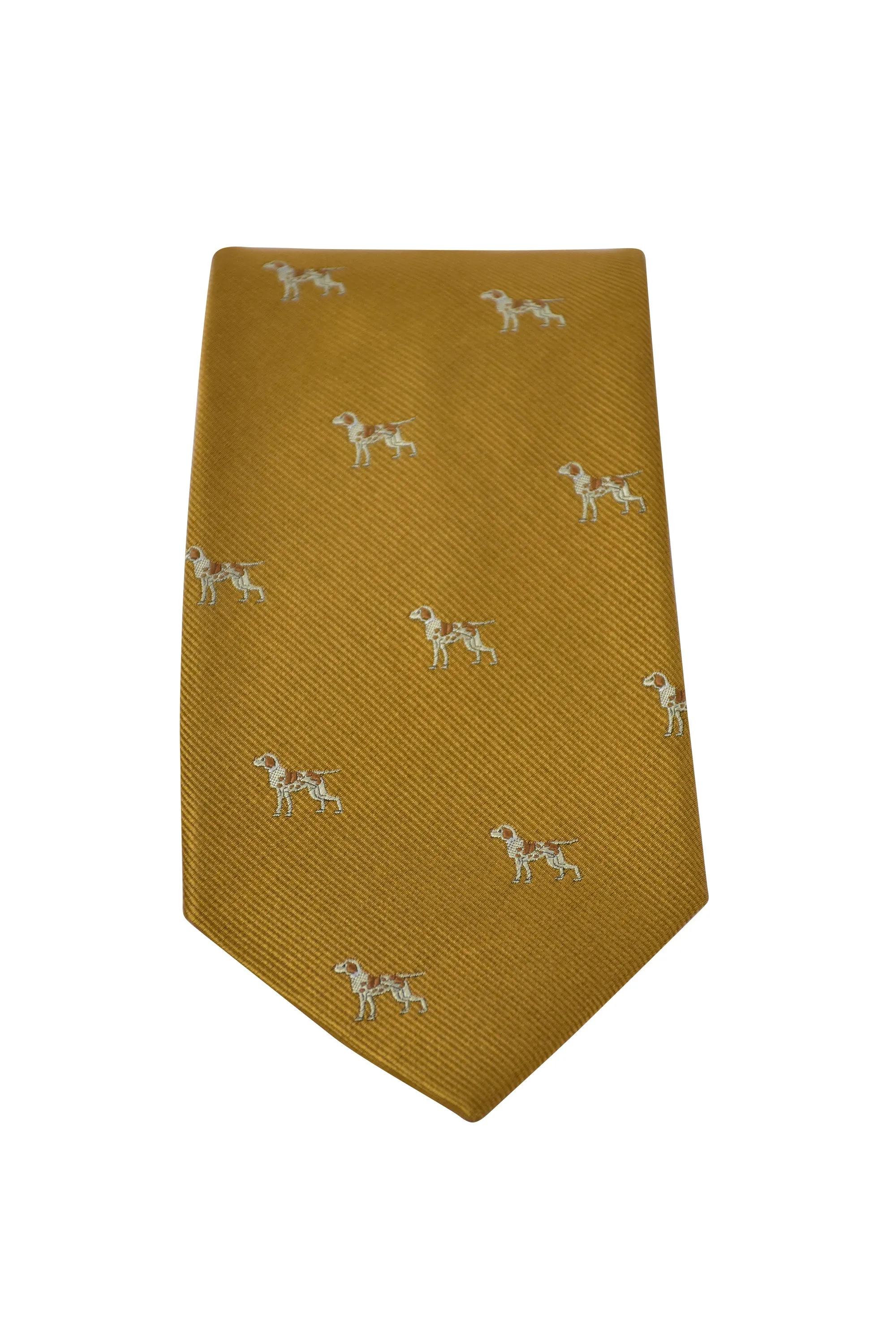 GT12 - 100% Silk Woven Tie / Dog - GOLD