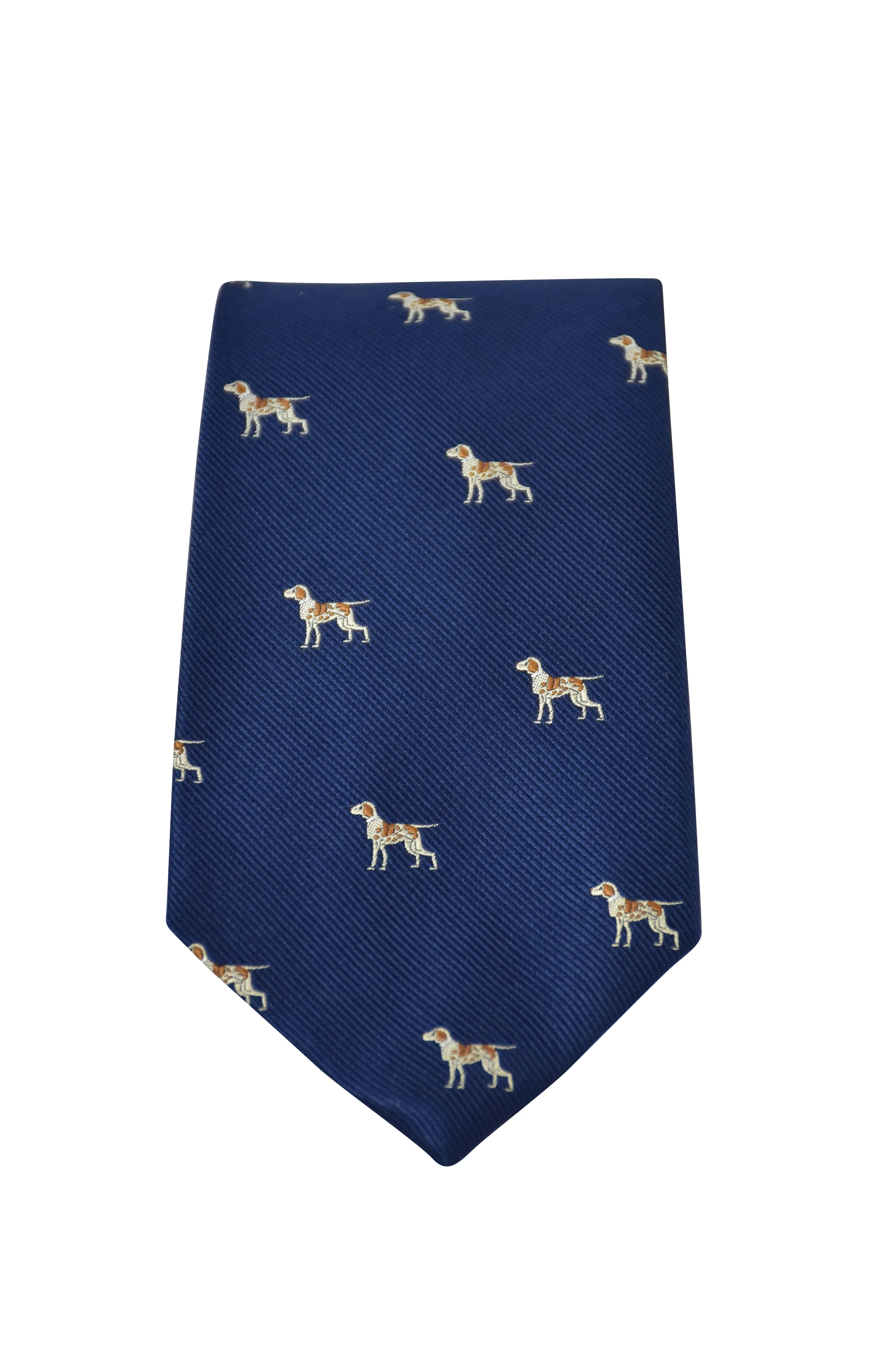 GT12 - 100% Silk Woven Tie / Dog - NAVY