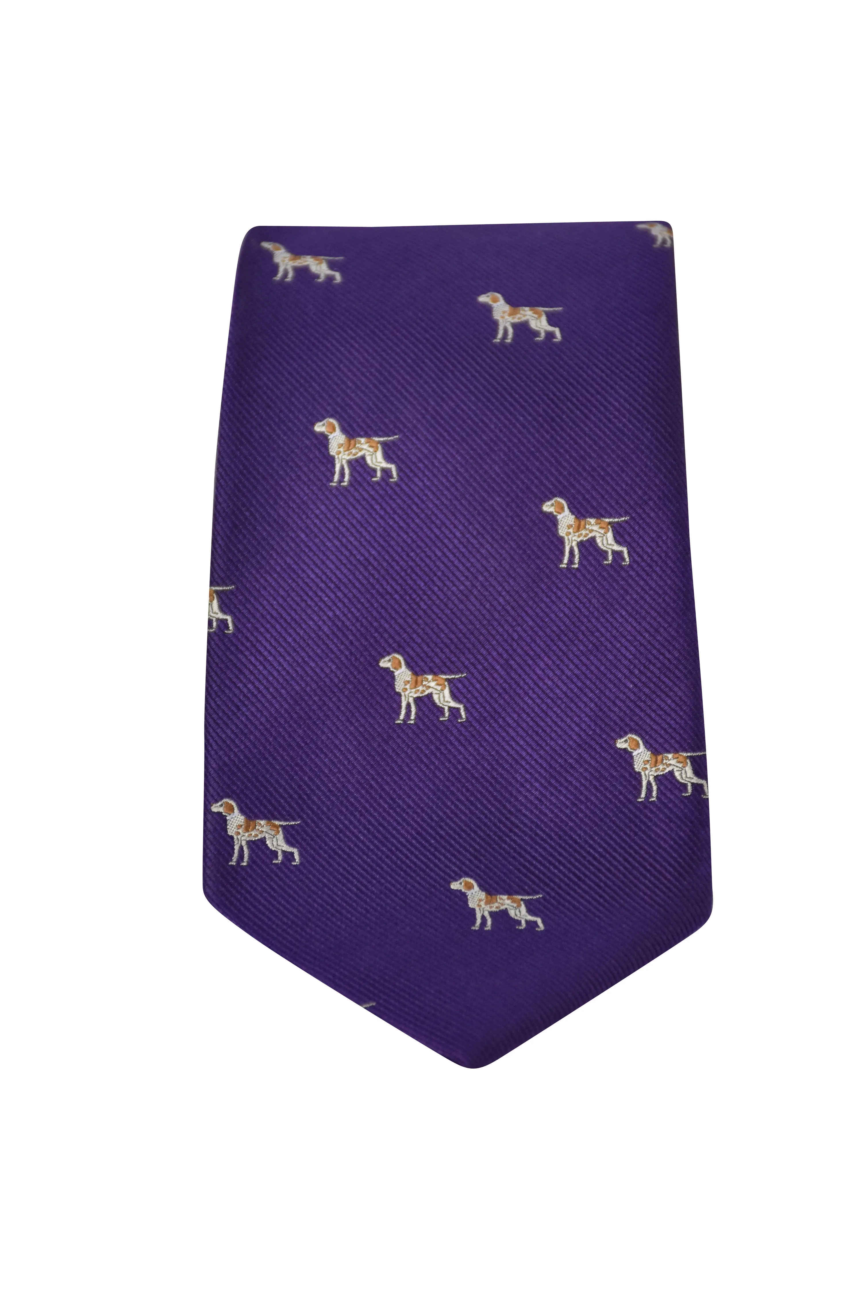 GT12 - 100% Silk Woven Tie / Dog - PURPLE