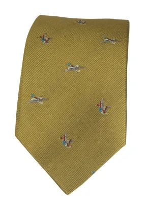 GT8 - 100% Silk Woven Tie - (2 Ducks) - GOLD