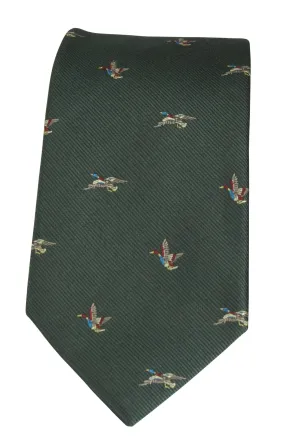 GT8 - 100% Silk Woven Tie - (2 Ducks) - GREEN