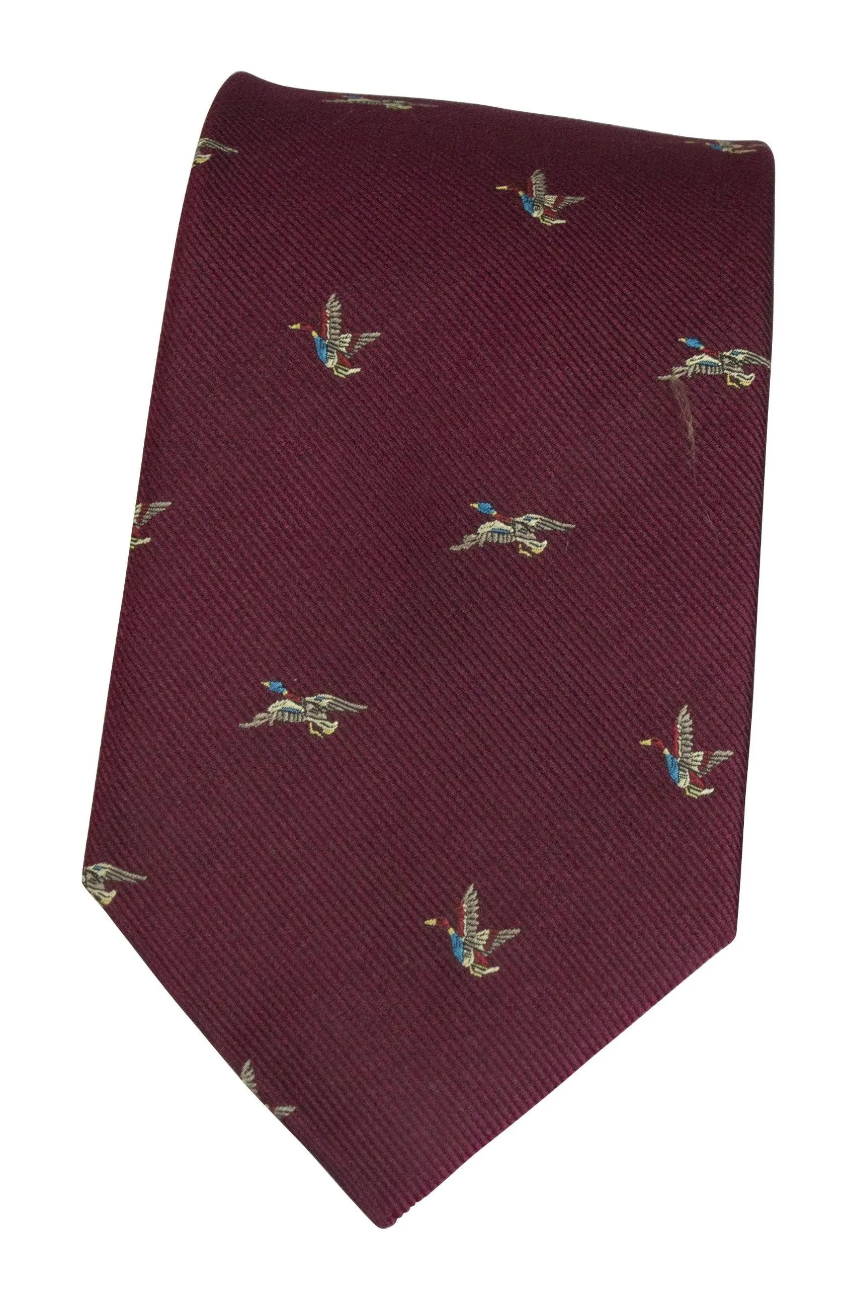 GT8 - 100% Silk Woven Tie - (2 Ducks) - WINE