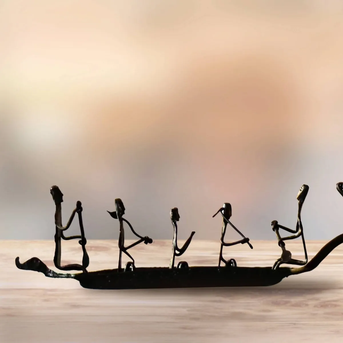 Handmade Wrought Iron Tribal Boat Showpiece Figurine