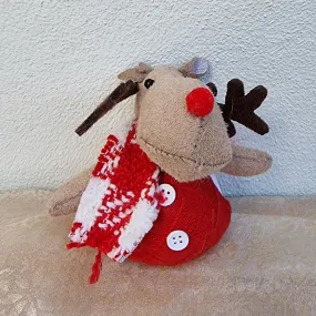 Hanging Reindeer With Knit Scarf Christmas Ornament