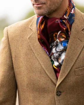 Here Come The Boys Hunting Dog Claret & Navy Classic Silk Scarf