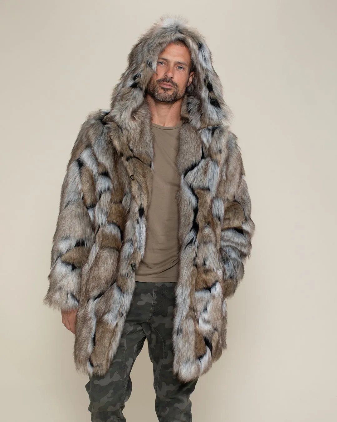 Hooded Men's Faux Fur Coat  | Wolverine