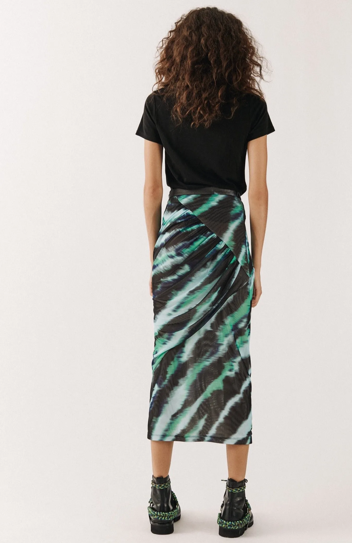 House of Holland Mint Tie Dye Midi Skirt