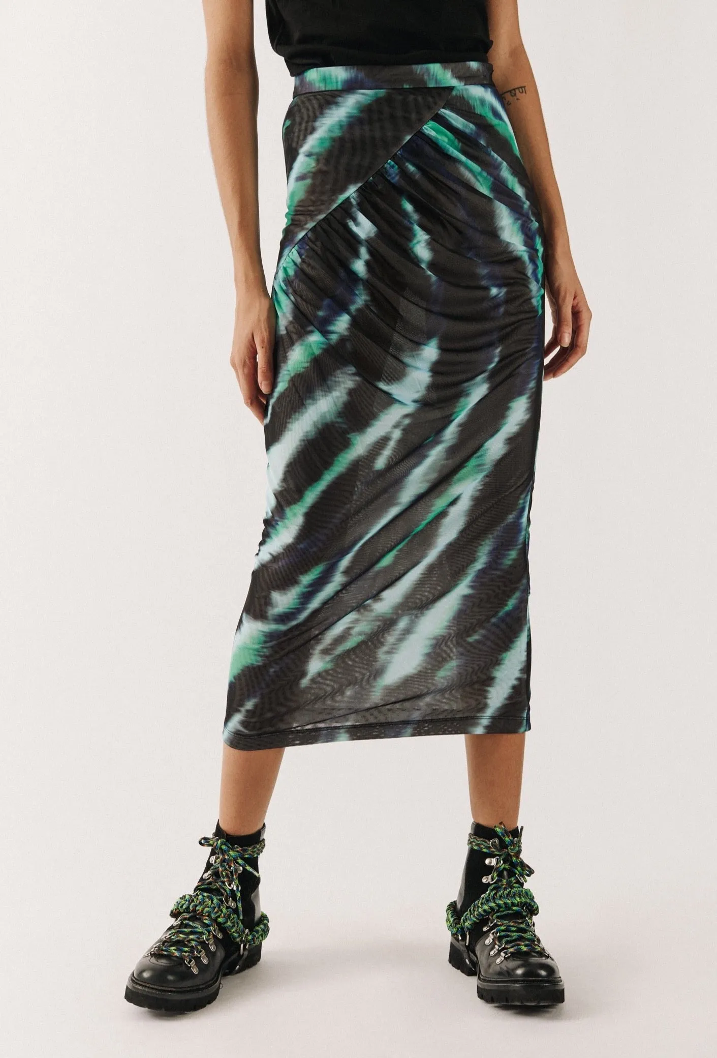 House of Holland Mint Tie Dye Midi Skirt