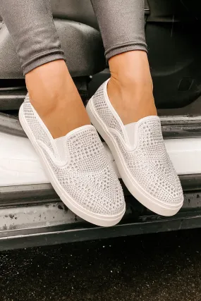 Infinity Rhinestone Slip-On Sneakers (White)