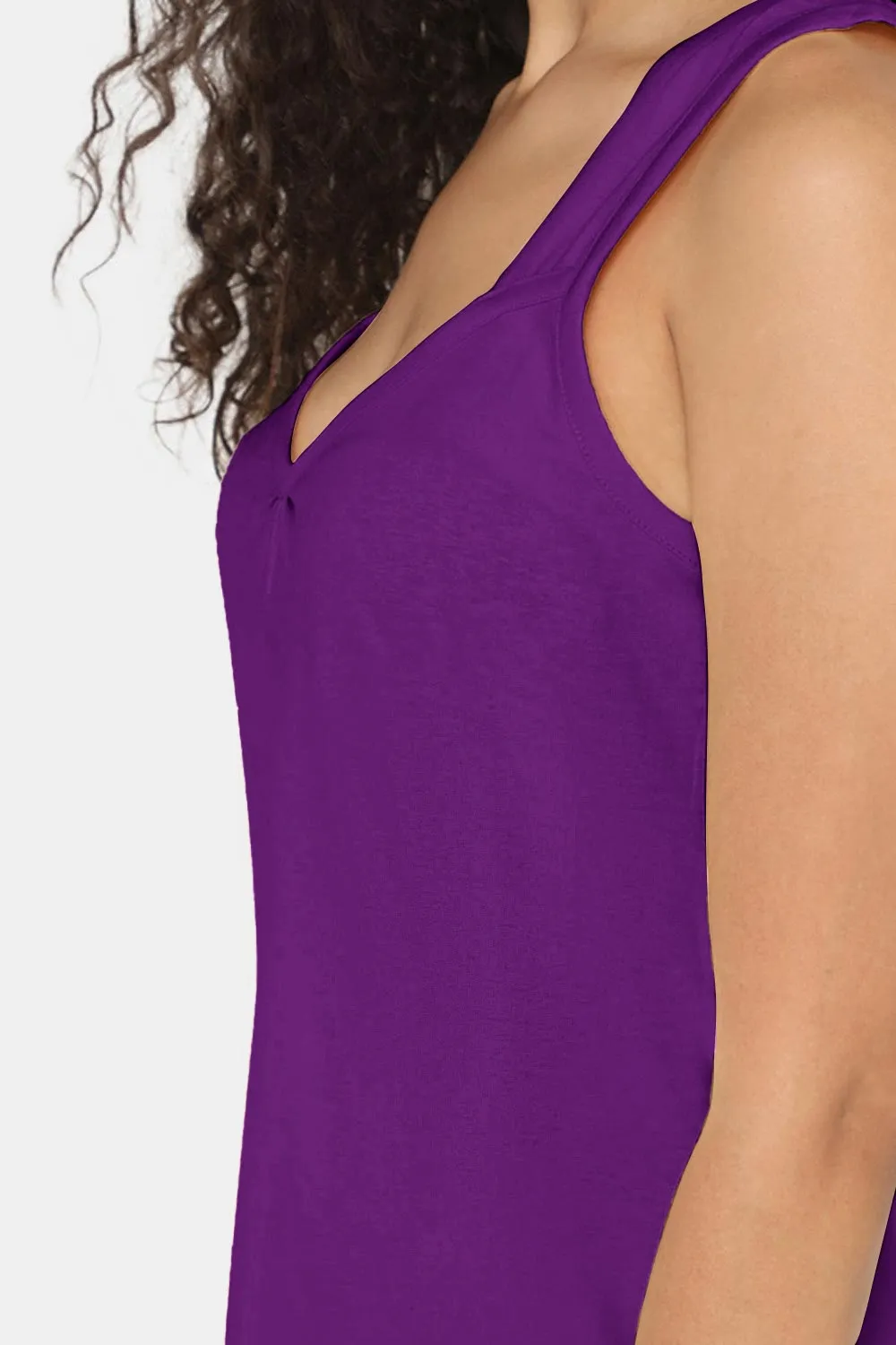 Intimacy Full Coverage Knee-Length Cotton Night Slip | Lightweight & Summer-Friendly Nightwear