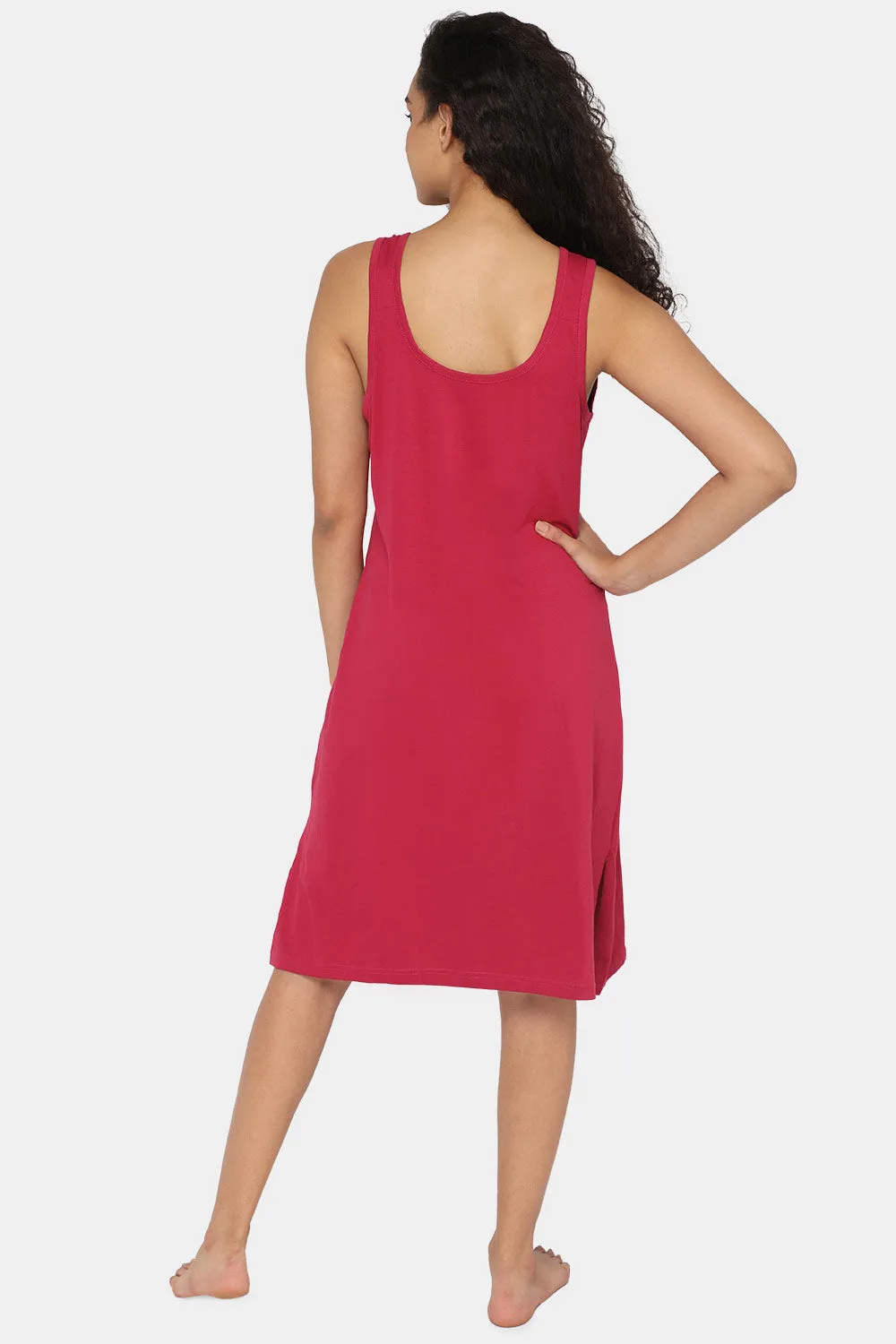 Intimacy Full Coverage Knee-Length Cotton Night Slip | Lightweight & Summer-Friendly Nightwear