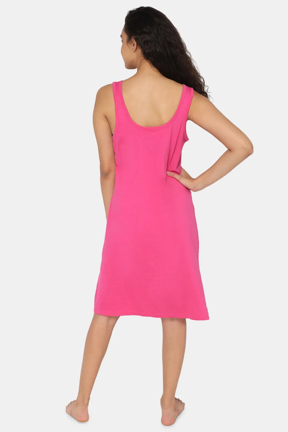 Intimacy Full Coverage Knee-Length Cotton Night Slip | Lightweight & Summer-Friendly Nightwear