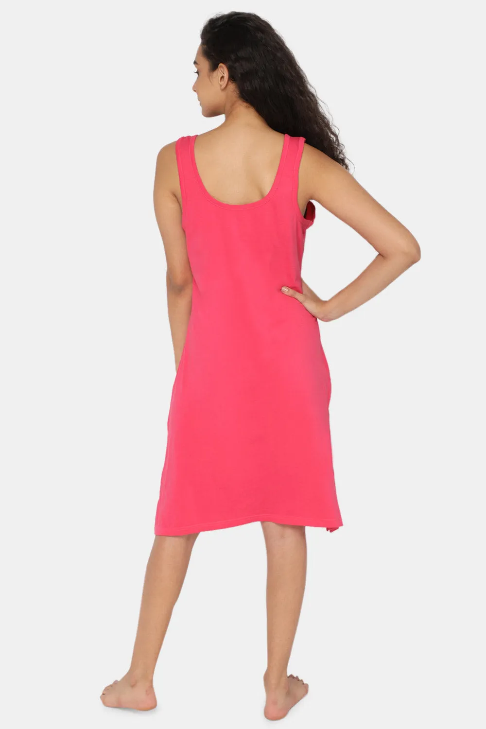 Intimacy Full Coverage Knee-Length Cotton Night Slip | Lightweight & Summer-Friendly Nightwear