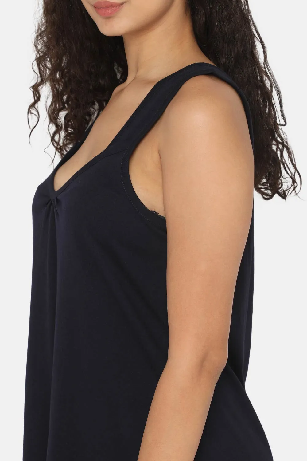 Intimacy Full Coverage Knee-Length Cotton Night Slip | Lightweight & Summer-Friendly Nightwear