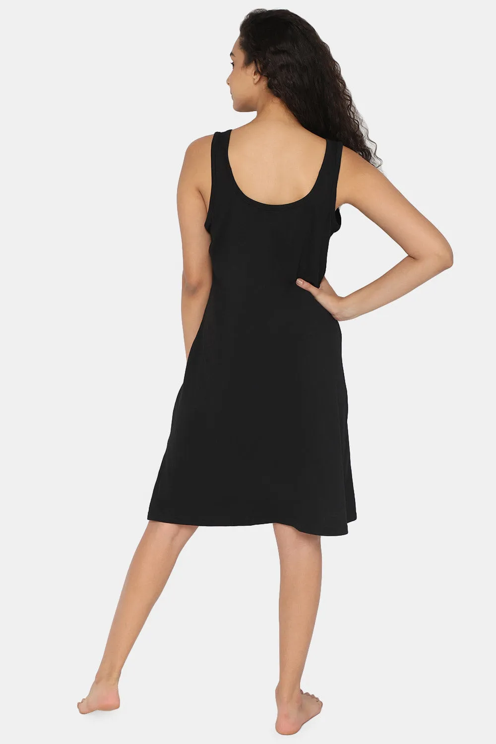 Intimacy Full Coverage Knee-Length Cotton Night Slip | Lightweight & Summer-Friendly Nightwear