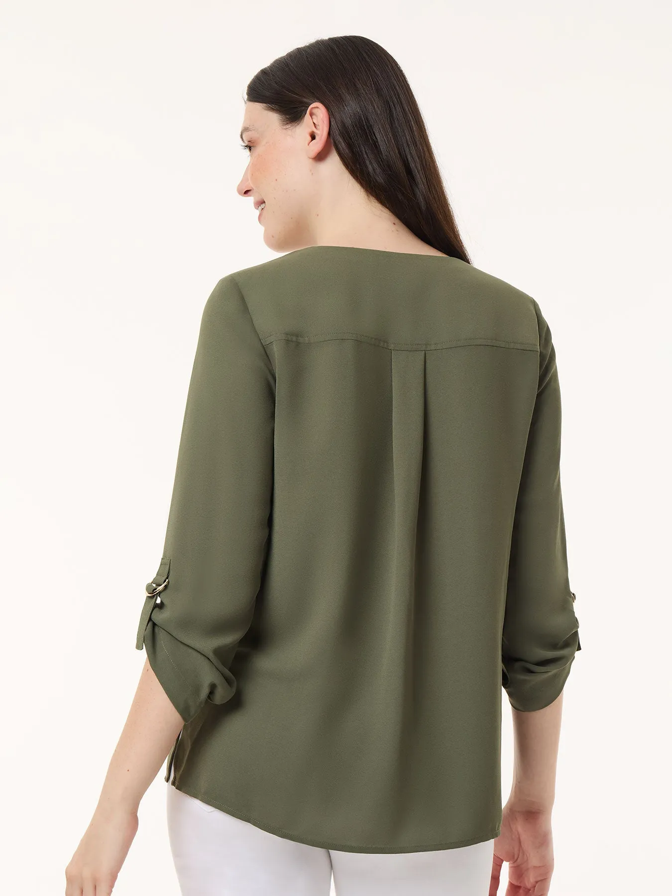 Jasper Crepe Collarless Tunic