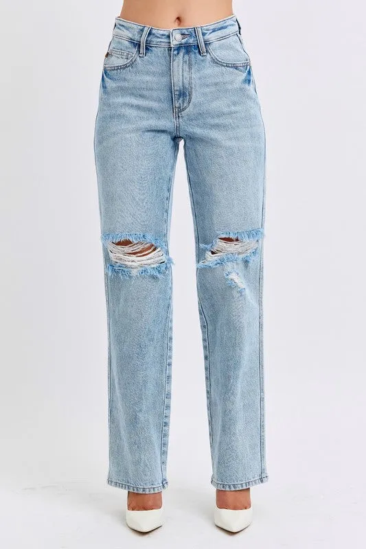 Judy Blue High Waist Magic Destroy 90's Straight Jeans