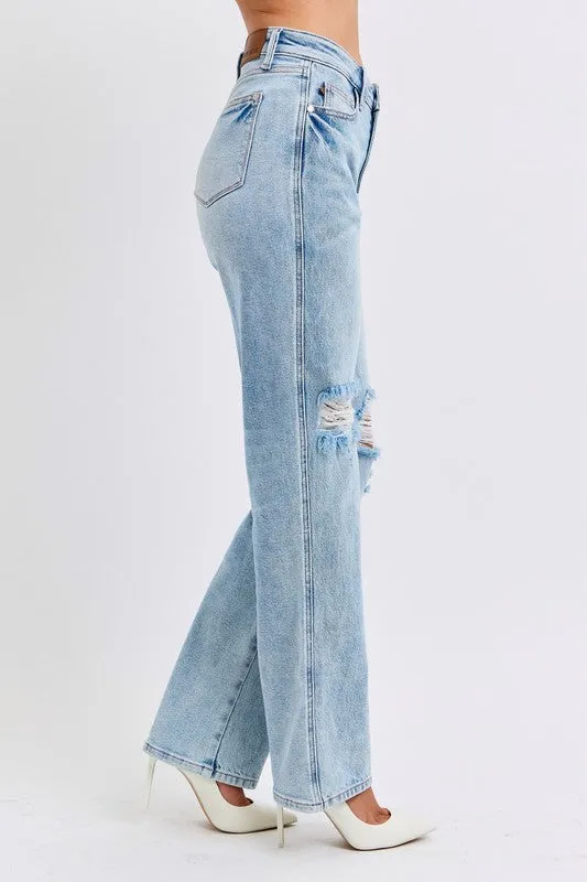 Judy Blue High Waist Magic Destroy 90's Straight Jeans