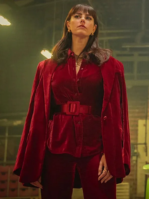 Kaya Scodelario The Gentlemen Susie Glass Red Coat