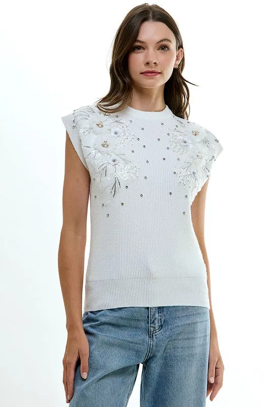 Knit Embellished Sweater Top