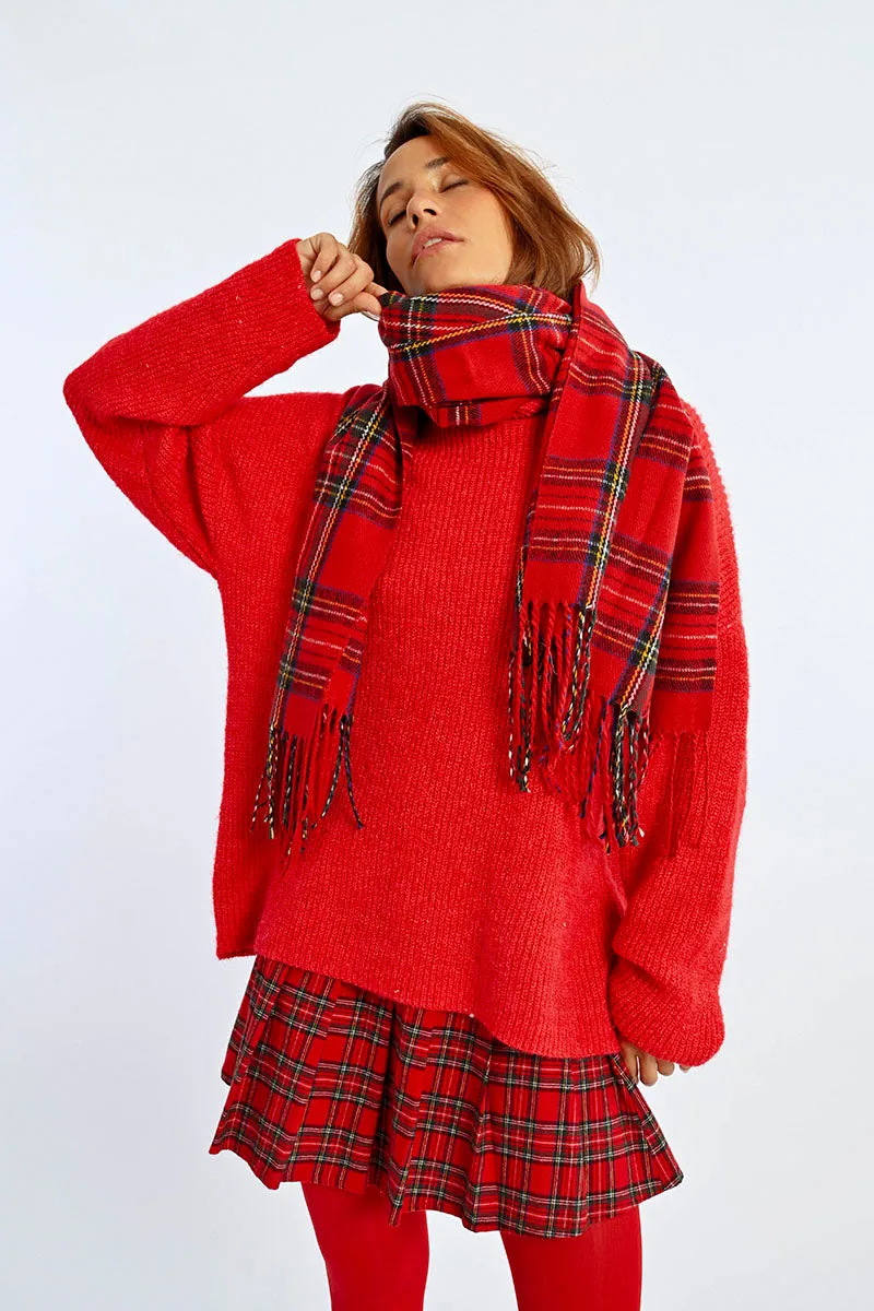 Knit Tartan Plaid Scarf