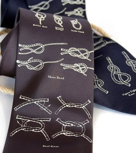 Knot tying diagram silk necktie. "KNOTical" tie.