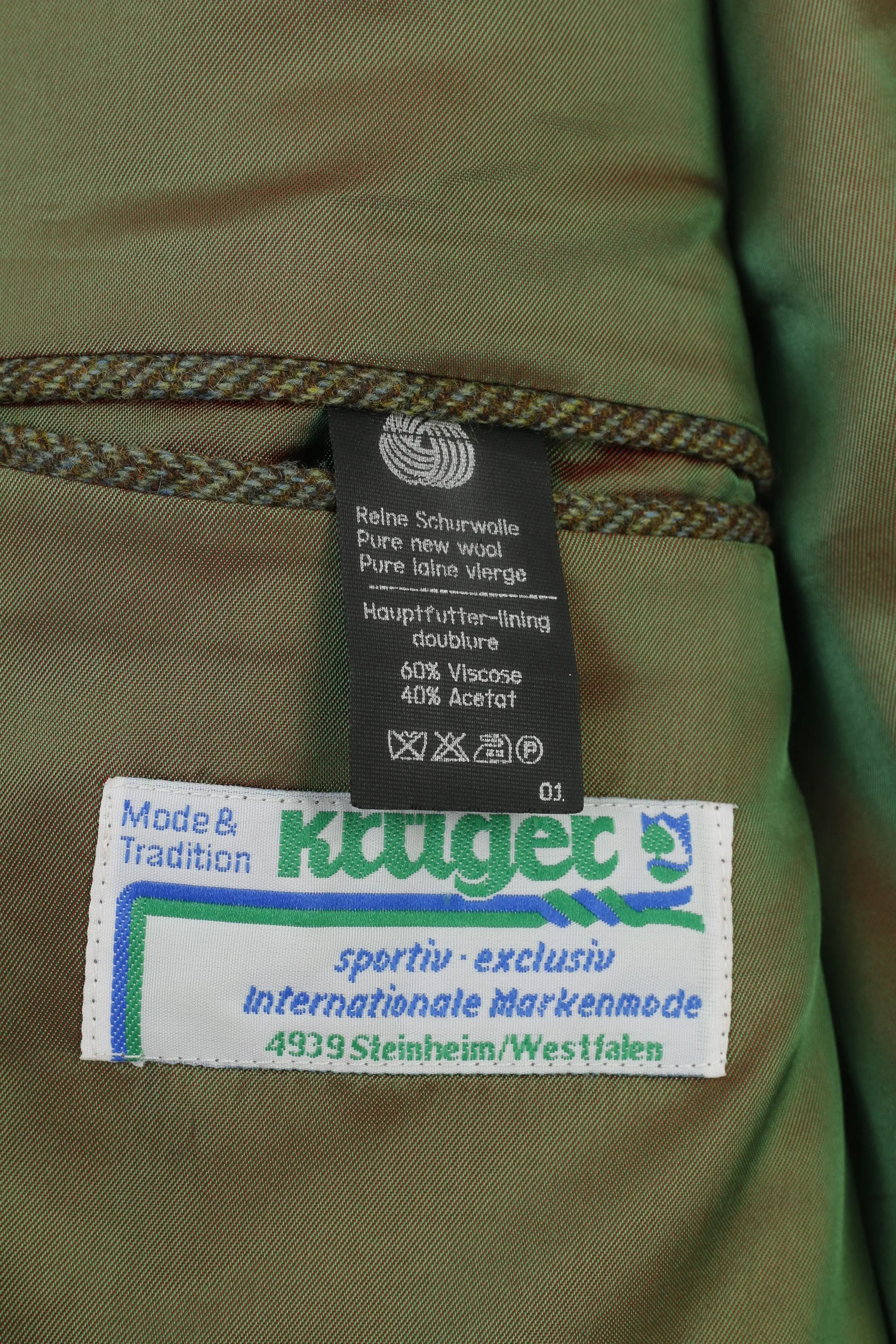 Kruger Men 48 XL Blazer Green Wool Breasted Elegant Vintage Konen Atelier Torino Jacket