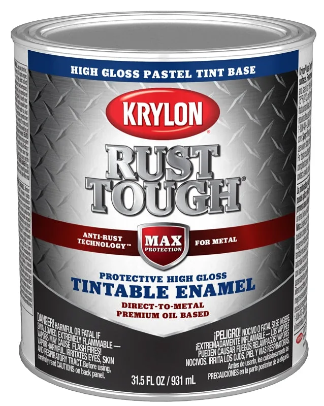 Krylon Rust Tough K09725008 Enamel Paint, Gloss Sheen, Pastel, 1 qt, 400 sq-ft/gal Coverage Area :QUART: QUANTITY: 2