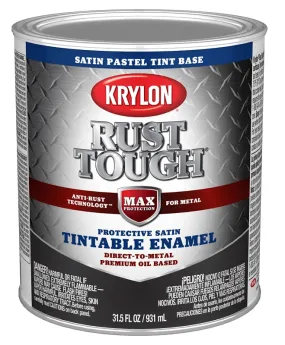 Krylon Rust Tough K09726008 Enamel Paint, Satin Sheen, Pastel Tint, 1 qt, 400 sq-ft/gal Coverage Area :QUART: QUANTITY: 2