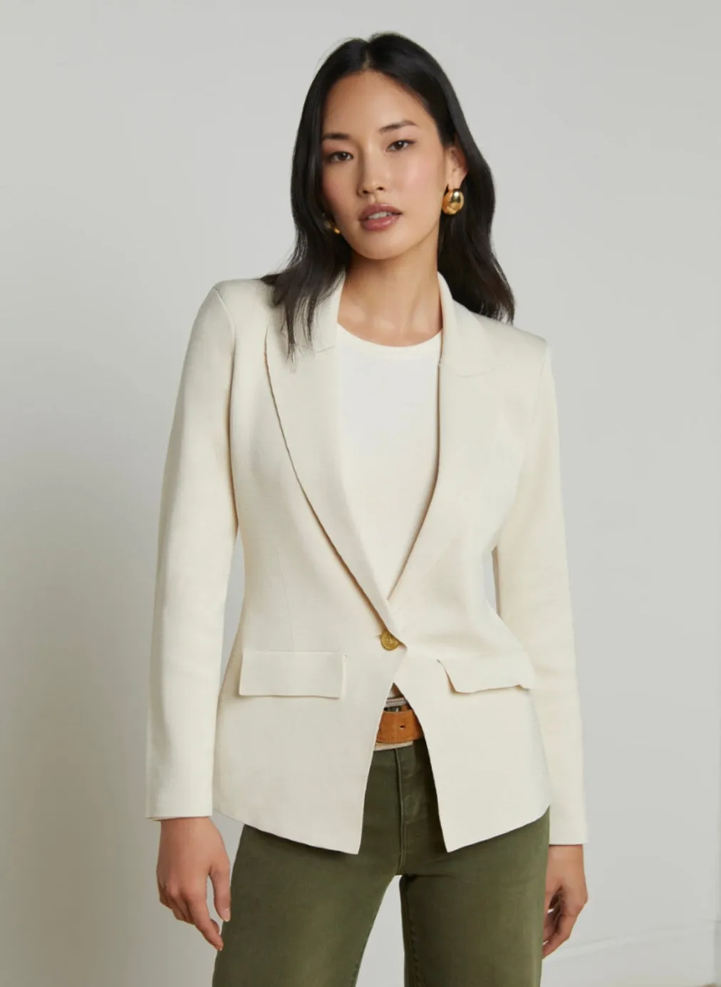 La80034 Ivory Knit Blazer