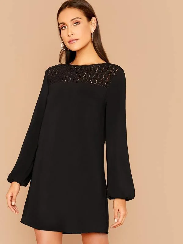 Lace Insert Tunic Dress