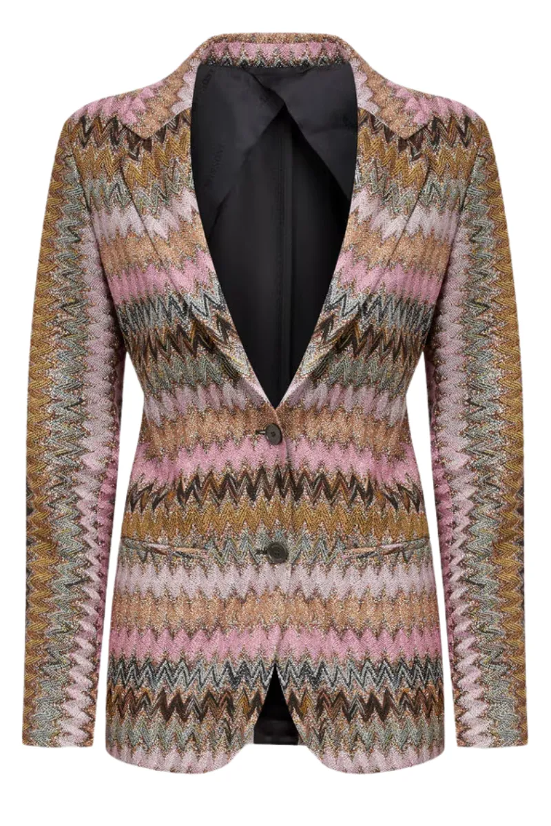 Lamé Chevron Knit Blazer