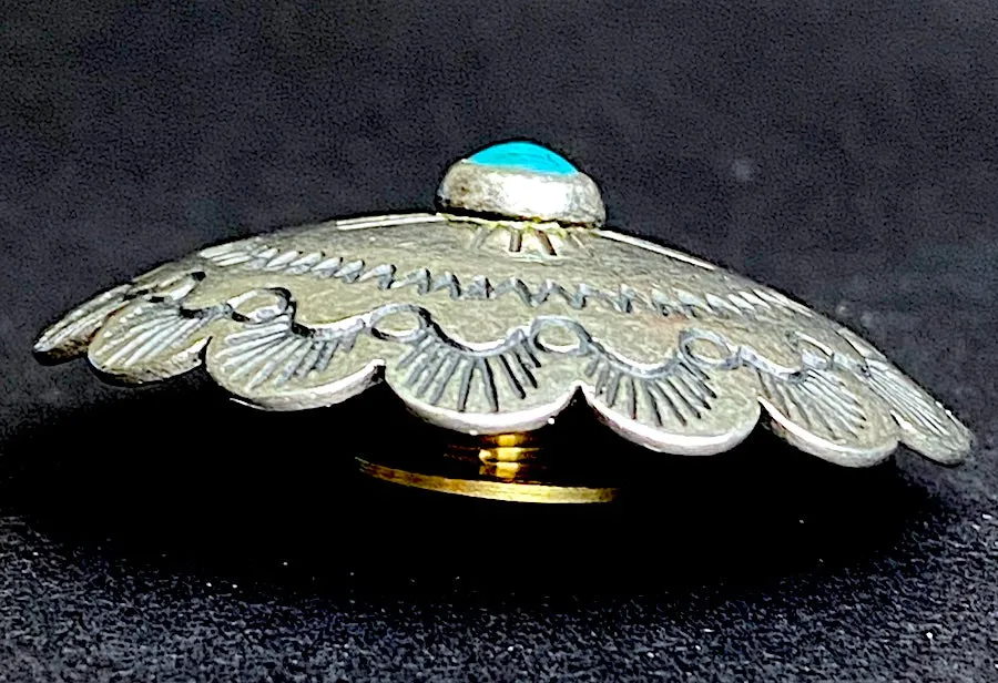 Large Sunrise Scallop "Turquoise'' Screw-Back Nickel Silver Southwest Concho 1.25"   #SW-28