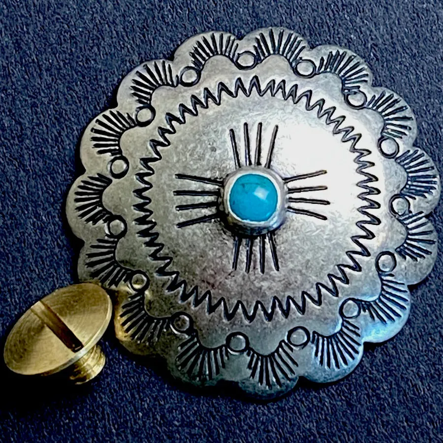 Large Sunrise Scallop "Turquoise'' Screw-Back Nickel Silver Southwest Concho 1.25"   #SW-28