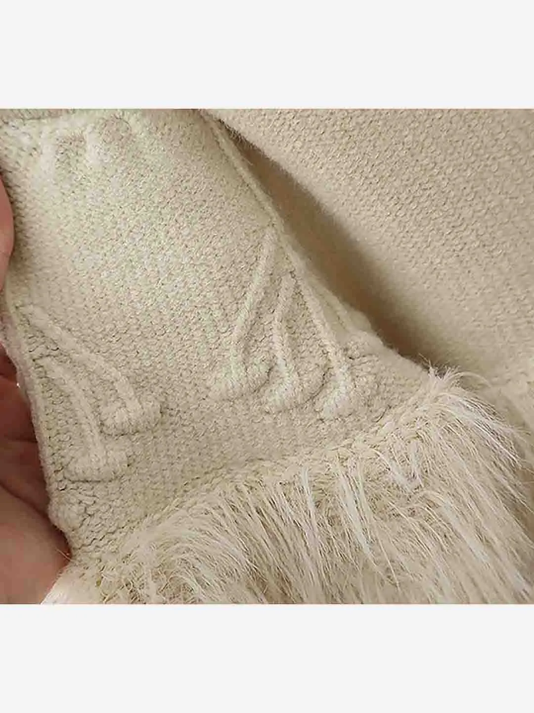 Little Surprise Box Cream Furry Knitted cardigan Sweater for Kids