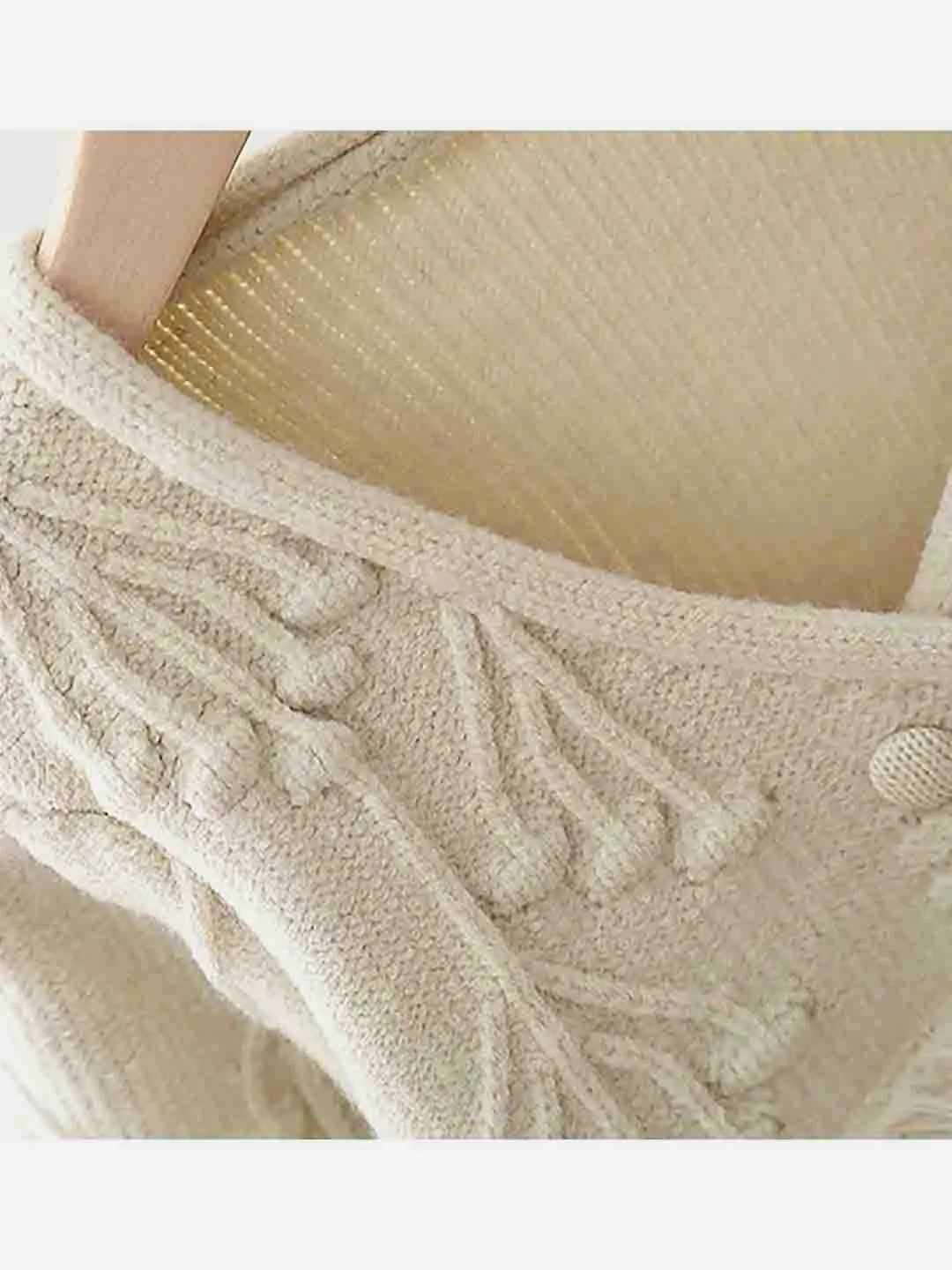 Little Surprise Box Cream Furry Knitted cardigan Sweater for Kids