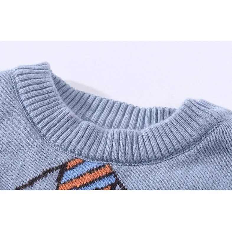 Little Surprise Box Light Blue , Little Man Tie Print Kids Cardigan Sweater.