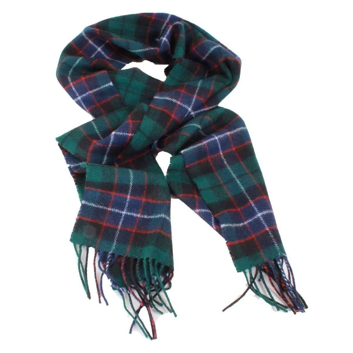 Locharron of Scotland Bowhill Galbraith Modern Lambswool Tartan Scarf - Green/Blue/Grey