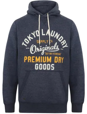 Lockwood Brush Back Fleece Pullover Hoodie In Mood Indigo Marl - Tokyo Laundry