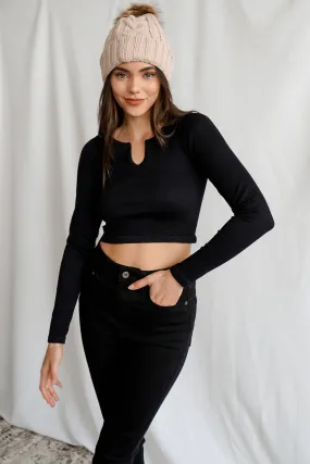 Long Sleeve Ribbed Crop Top